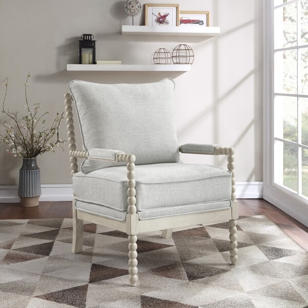 Kaylee Spindle Chair in Fabric with White Frame