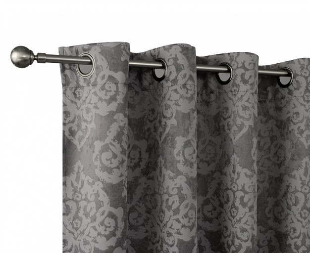 Kate Aurora 2 Pack Delaney Room Darkening Damask Print Grommet Curtain