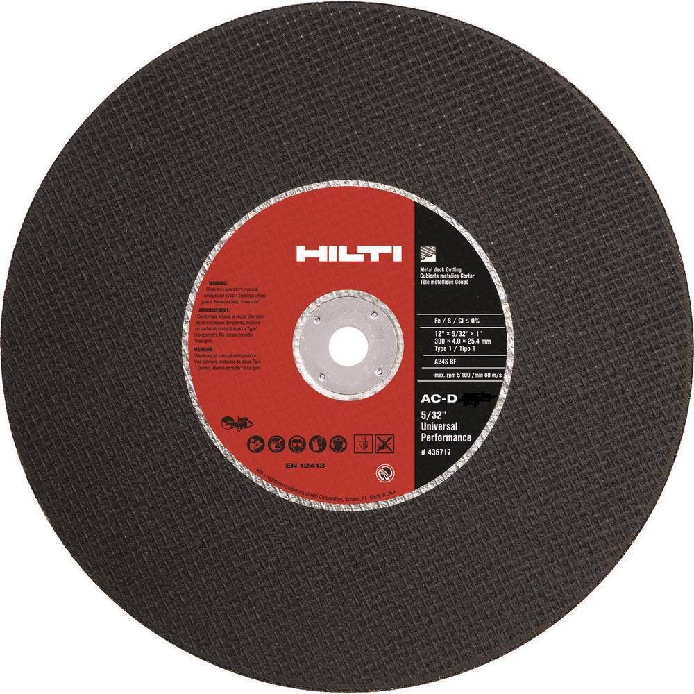 Hilti 14 in. x 532 in. x .787 in. Type 1 No-Teeth Abrasive Metal Deck Cutting Gas Saw BladeDisc (10-Pack) 436716