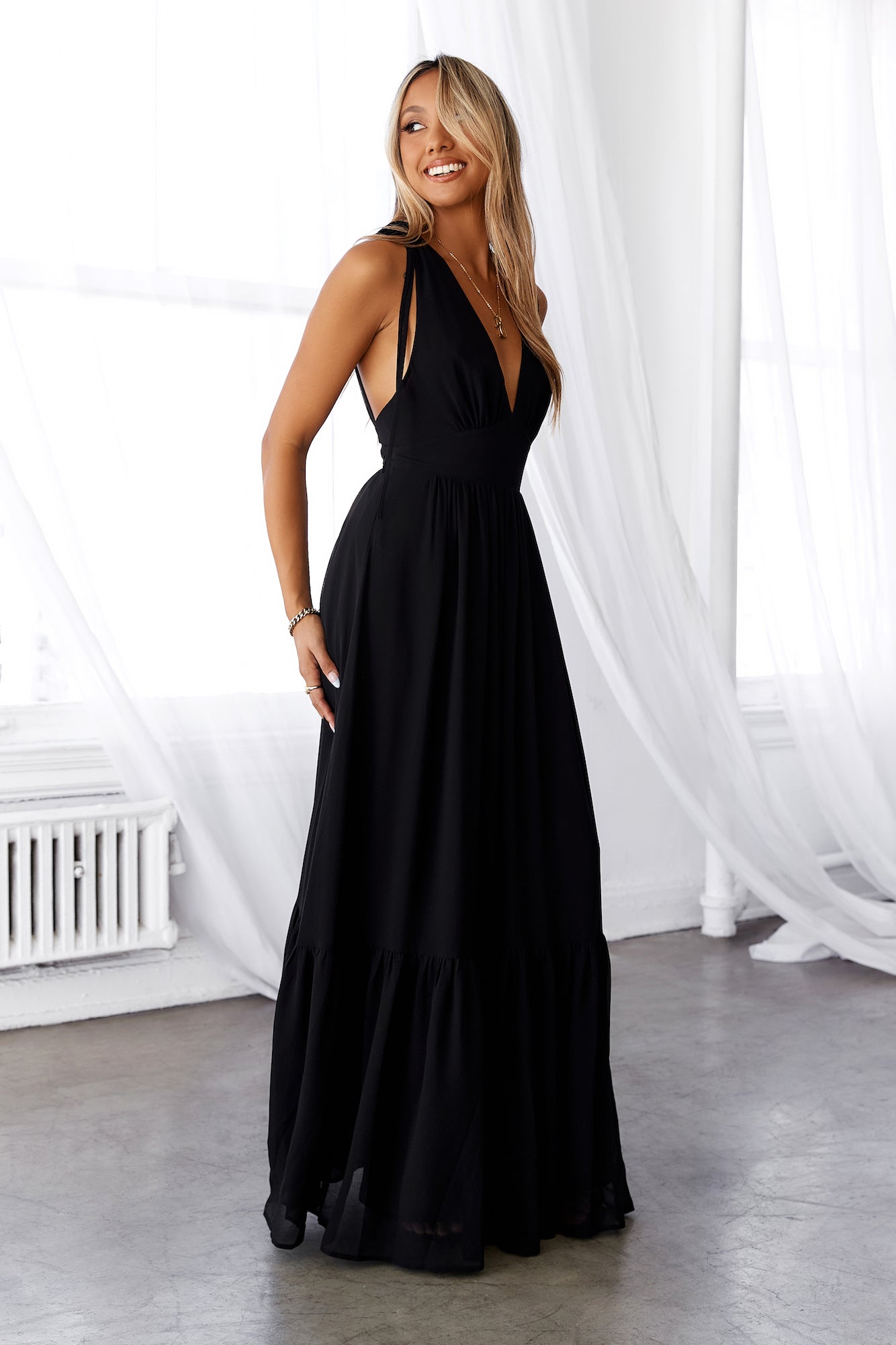 HELLO MOLLY Stand Out Heart Maxi Dress Black