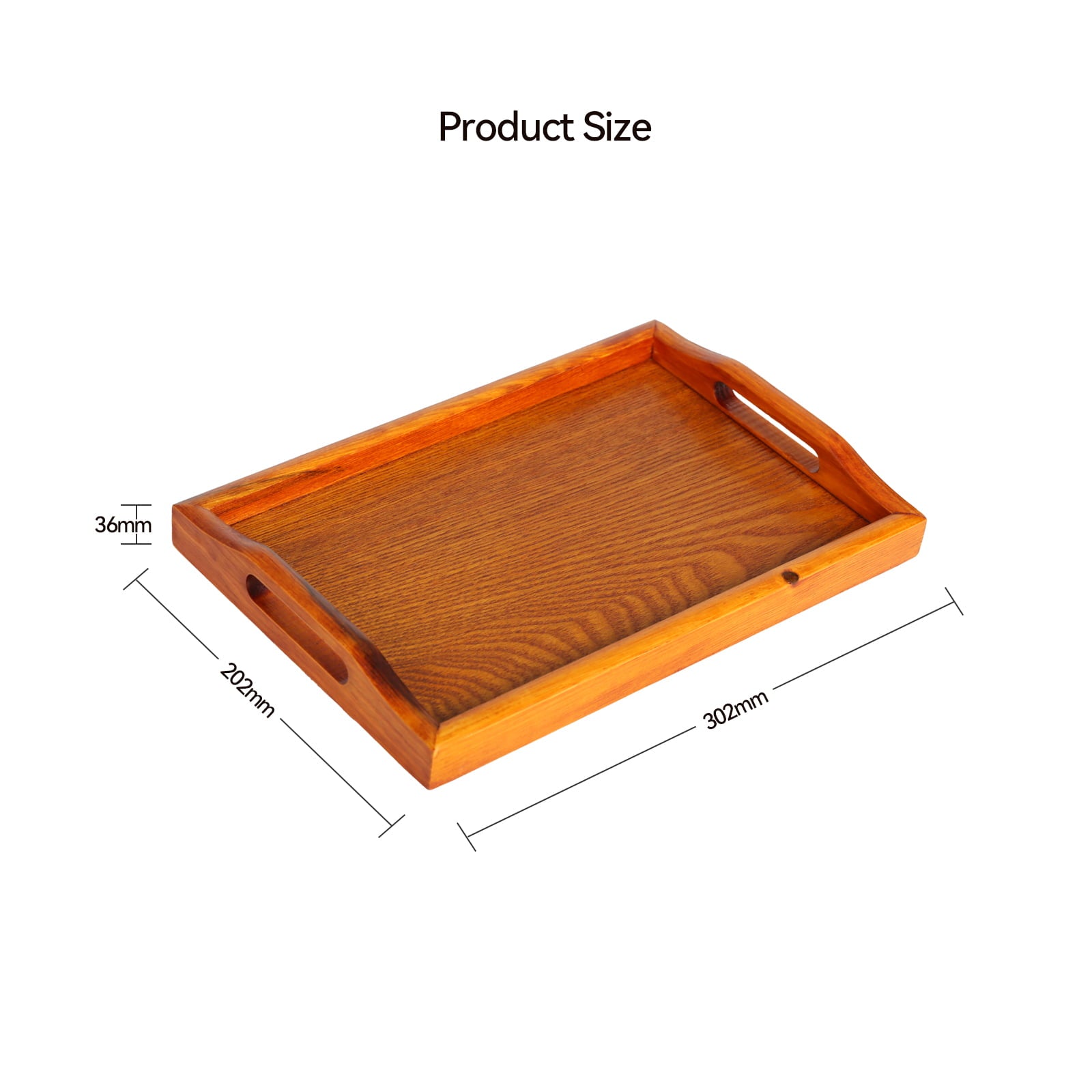 Delaman Wooden Serving Tray Large with Handles Homes and Gardens for Tea Water Drinks Breakfast Food  (Brown， Rectangle)