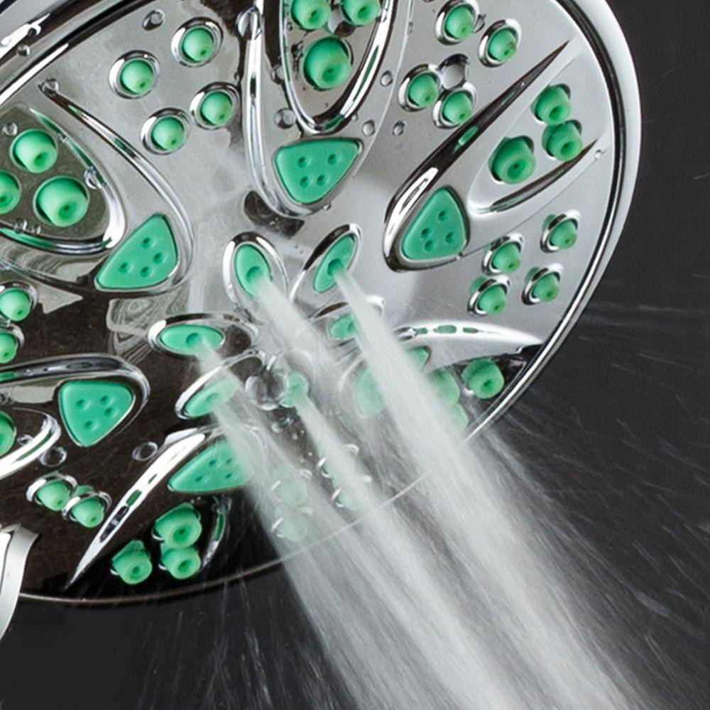 AquaDance Antimicrobial 6-Spray 4 in. High Pressure Single Wall Mount Fixed Adjustable Rain Shower Head in chrome 6602