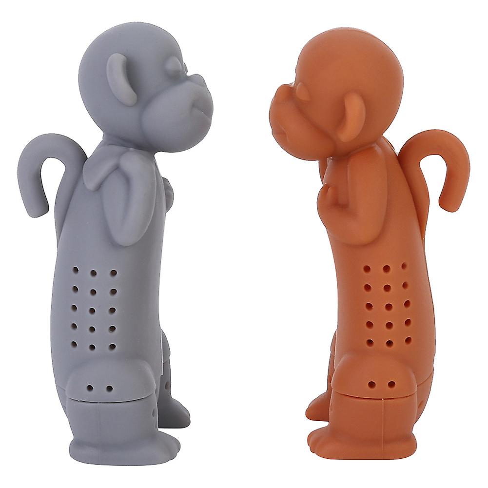 2pcs Silicone Cute Cartoon Monkey Loose Tea Strainer Infuser Filter Tea Accessory