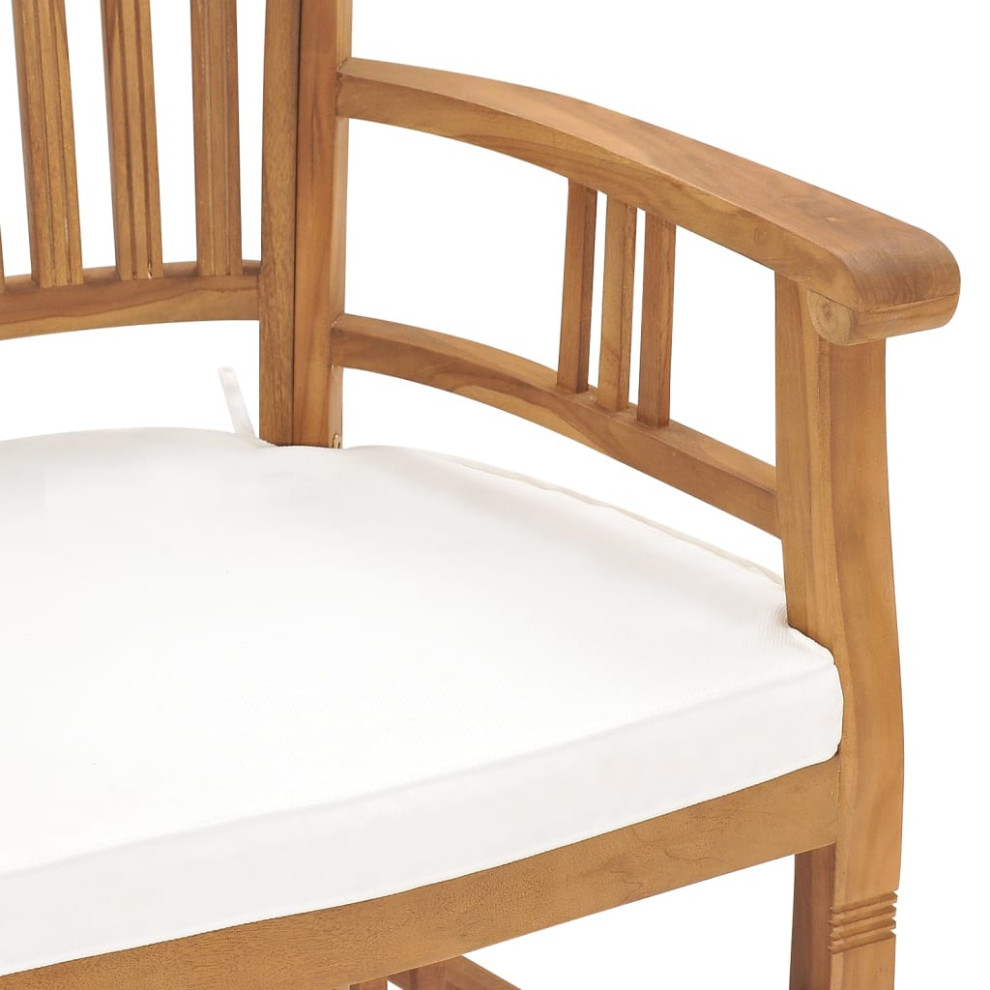 vidaXL 2x Solid Teak Wood Patio Chairs with Cream White Cushions Wooden Garden   Transitional   Outdoor Dining Chairs   by vidaXL LLC  Houzz