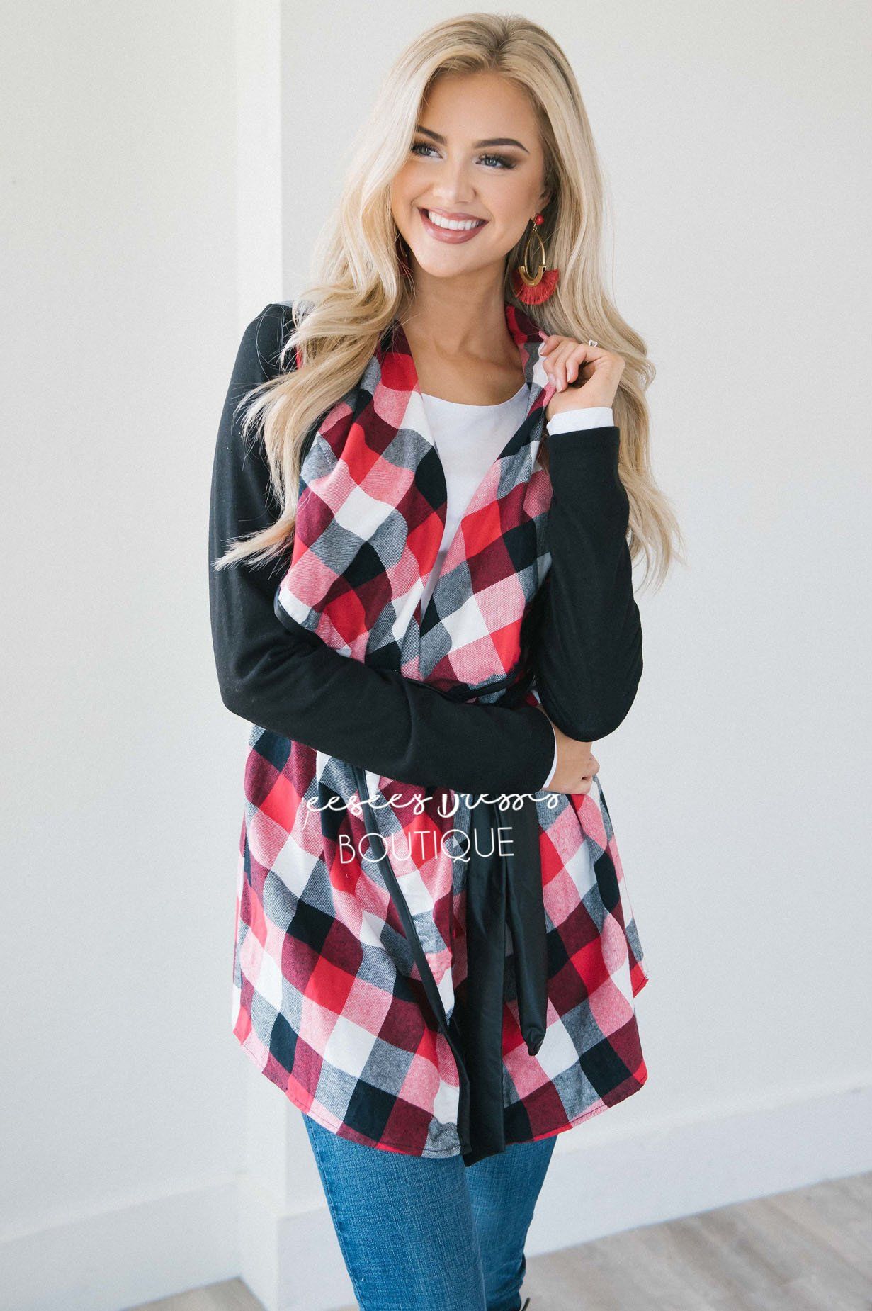 Plaid Tie Waist Coat