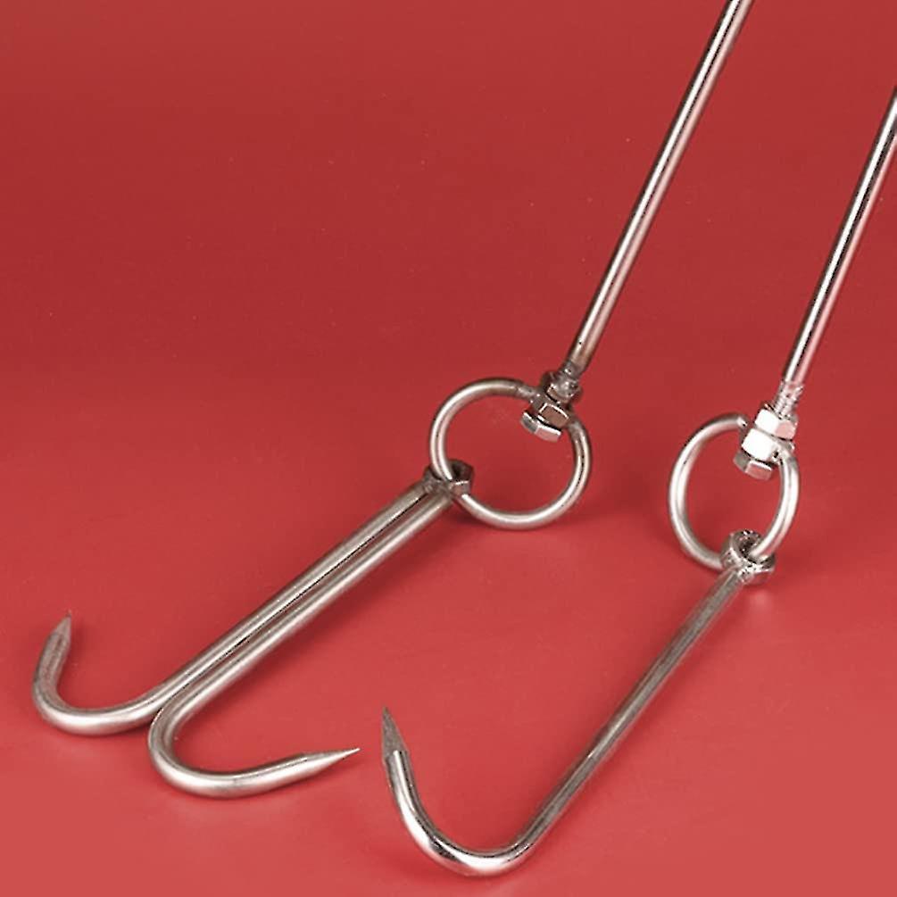 Meat Hook For Butchering Stainless Steel Double Meat Hooks Roast Duck Bacon Hanger Smoker Hooks For Meat Processing (2pcs， Silver)