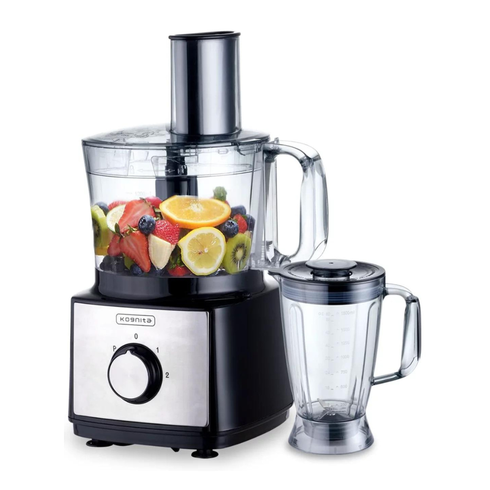 Kognita Food Processor Blender Combo， 8-in-1 Smart Kitchen Blender with 2 Speeds， 6-Cup Bowl