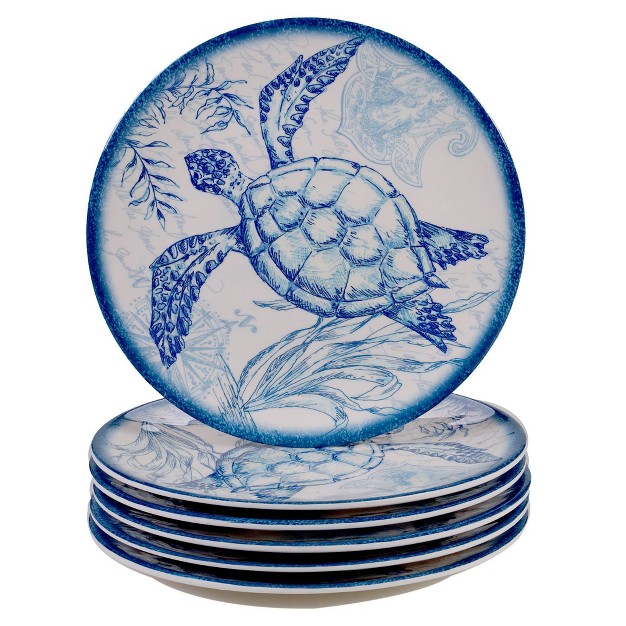 6pk Melamine Oceanic Salad Plates Blue Certified International