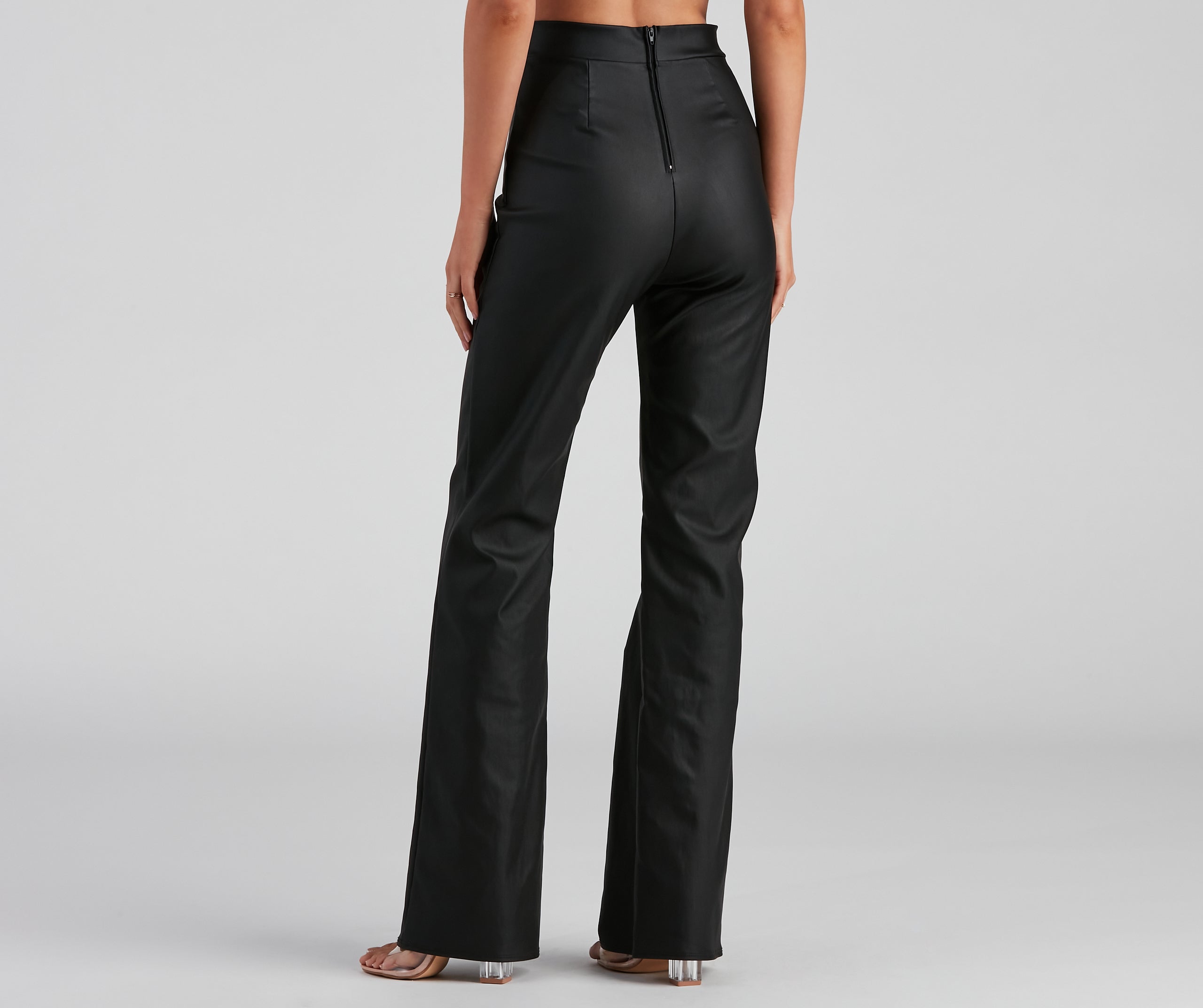 Stylish Ambition Coated Wide-Leg Pants