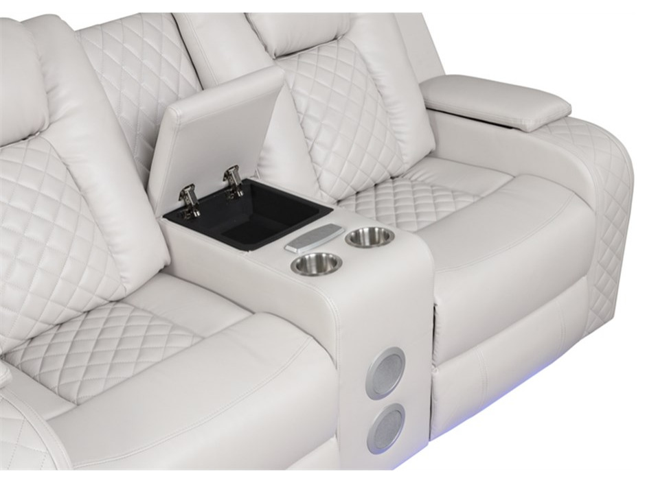 Benz LED  ampPower Reclining Loveseat Made With Faux Leather in Ice/ White   Contemporary   Loveseats   by Homesquare  Houzz