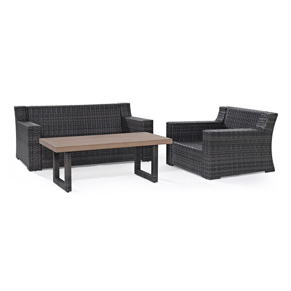 Beaufort 3 Piece Outdoor Wicker Seating Set With Mist Cushion - Loveseat， Chair ， Coffee Table