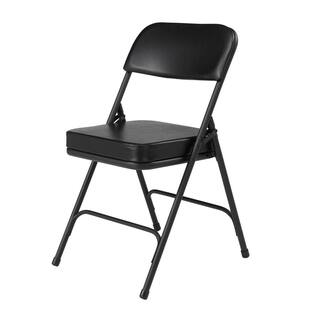 National Public Seating 3200 Series Premium 2 in. Vinyl Upholstered Double Hinge Folding Chair Black (Pack of 2) 3210