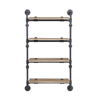 ZIRUWU Brantley Oak Wall Rack with 4 Shelves ZQP-CR20A