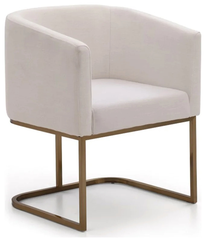 Virgie Modern White Fabric and Antique Brass Dining Chair  Set of 2   Contemporary   Dining Chairs   by V.S.D Furniture  Houzz