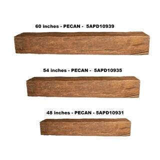 American Pro Decor 6 in. x 8 in. x 4.5 ft. Pecan Riverwood Faux Wood Cap-Shelf Mantel 5APD10935