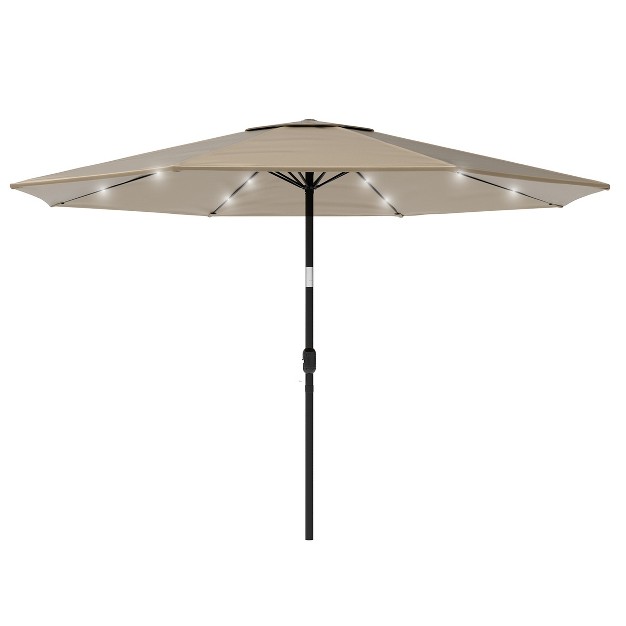 Nature Spring Tilting Patio Umbrella With Solar Led Lights 10 x27 Sand