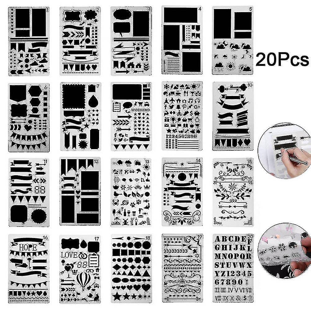 12 Pcs/set Bullet Stencil Set Plastic Planner Diy Drawing