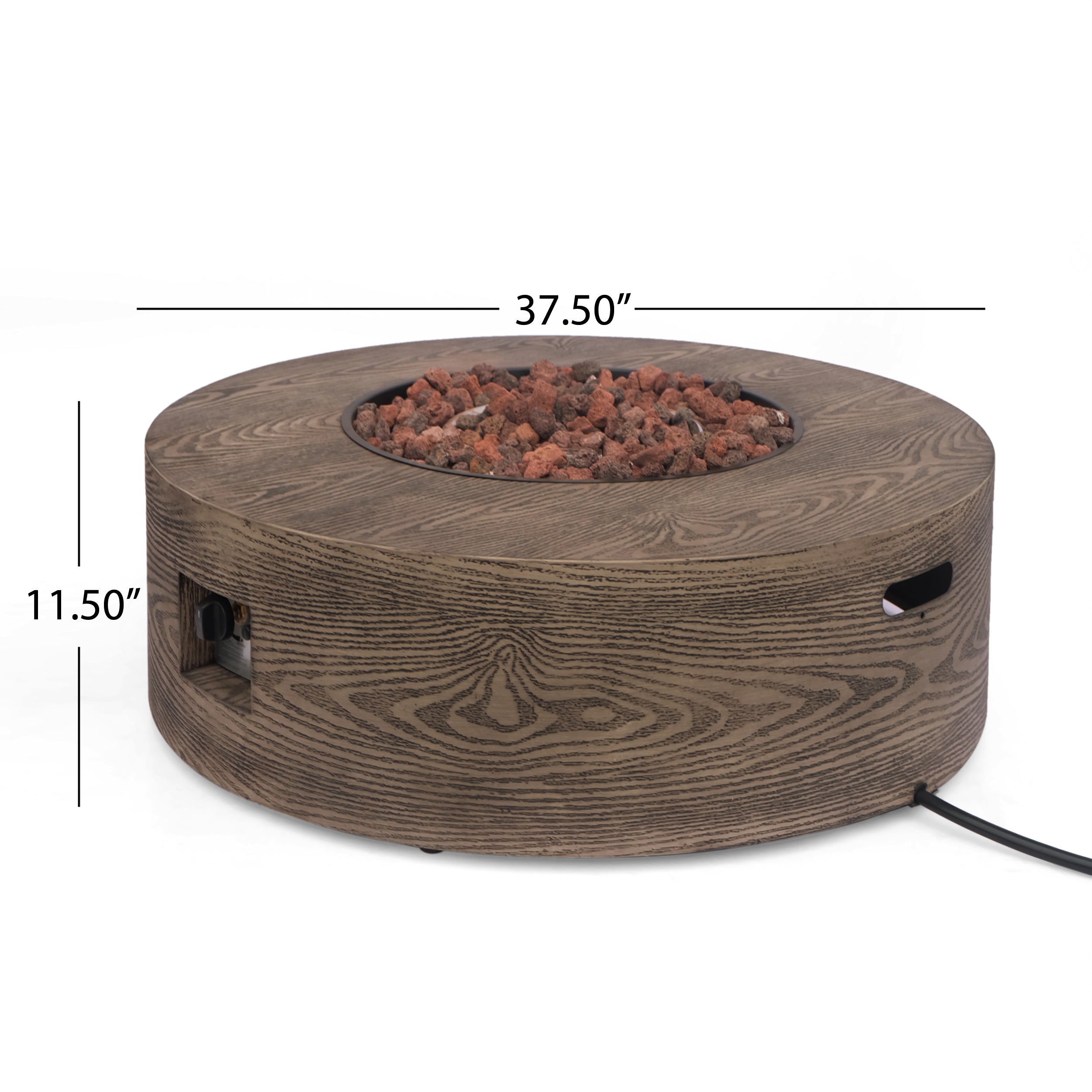 Bremen Outdoor 50,000 BTU Lightweight Concrete Circular Fire Pit (No Tank Holder), Brown Wood Pattern