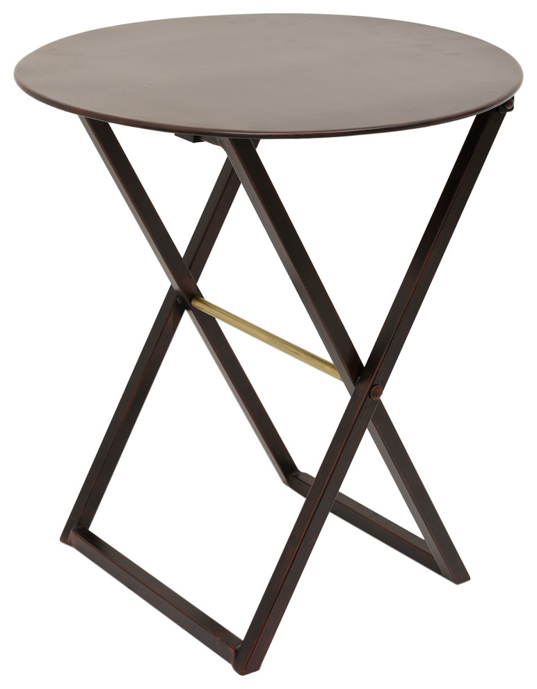 East at Main 20 inch Bronze Round Folding Side Table   Transitional   Side Tables And End Tables   by East at Main  Houzz