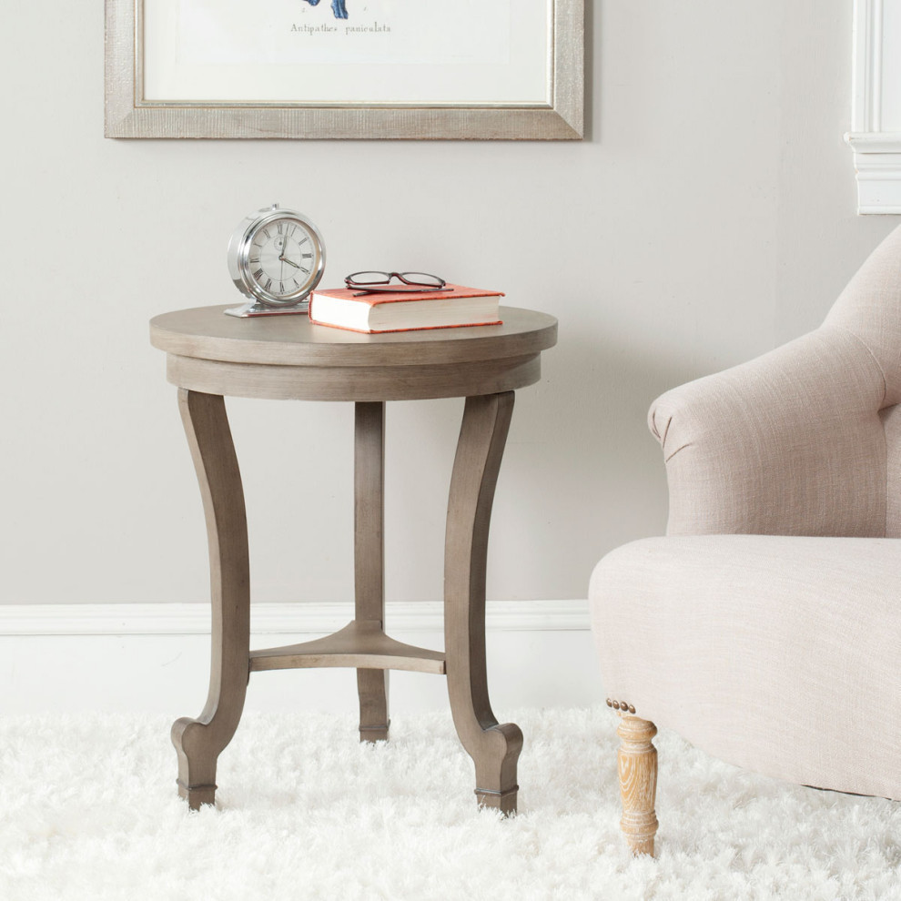 McKenna Round Top End Table  Saddle Brown   Traditional   Side Tables And End Tables   by Rustic Home Furniture Deco  Houzz