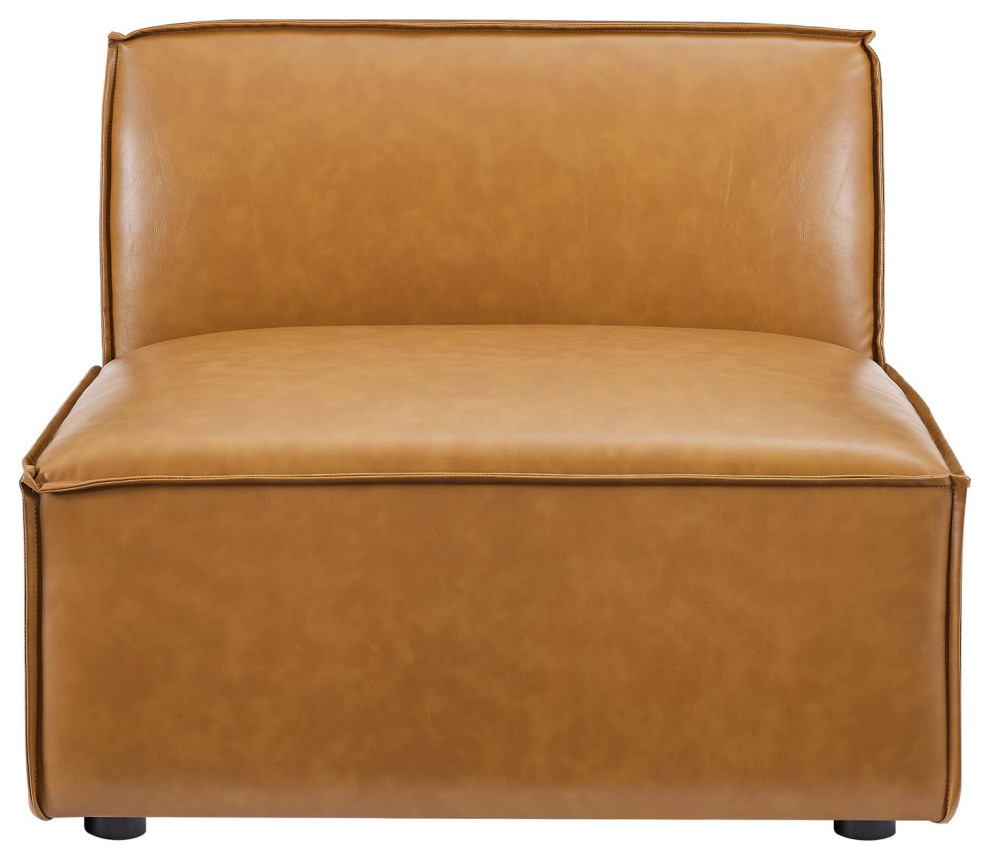 Restore 5 Piece Vegan Leather Sectional Sofa  Tan   Contemporary   Sectional Sofas   by Homesquare  Houzz