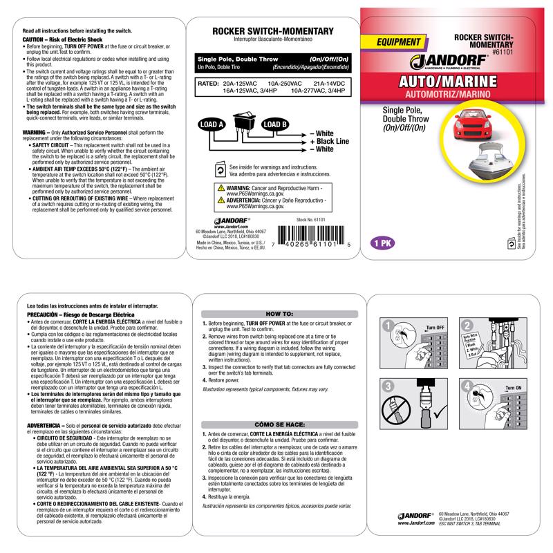 ROCKER SWITCH SPDT 3 TAB