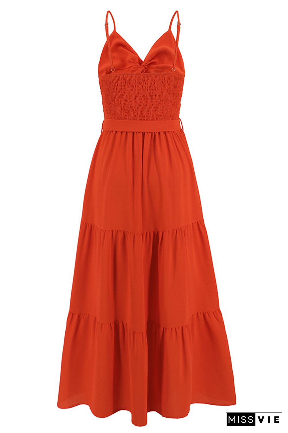 Plain Twist Knot Spaghetti Splicing Dress