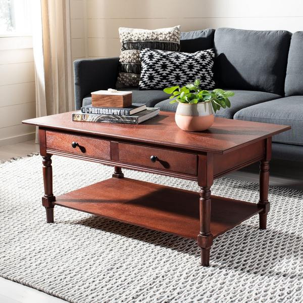 Katrina 2 Drawer Coffee Table Dark Cherry   Modern   Coffee Tables   by Virgil Stanis Design  Houzz