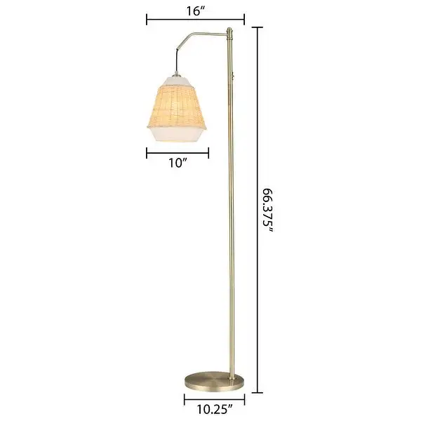 Ariana River of Goods Brass Metal and Rattan 66-Inch Floor Lamp - 16