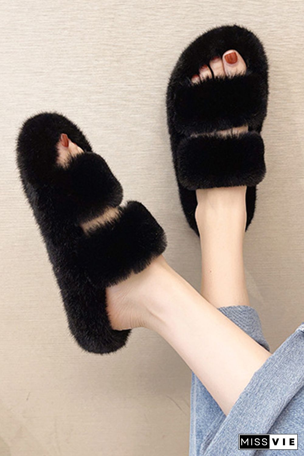 Winter Flat Warm Fluffy Slippers