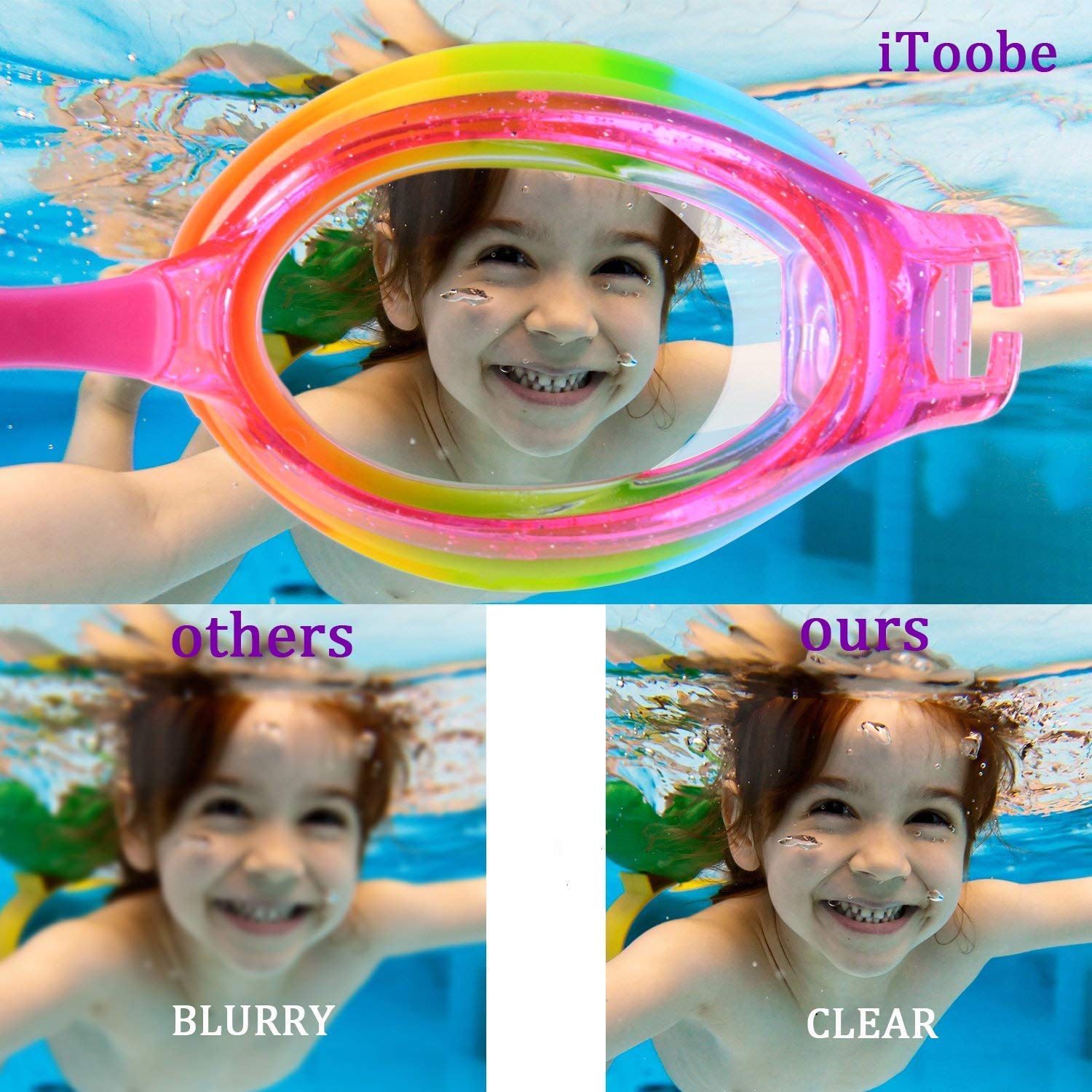 WOVTE Kids Goggles,Swimming Goggles for Kids Age 3-16 Boys Girls Children Teens Adults Swim Goggle, Clear Vision, Free Protection Case