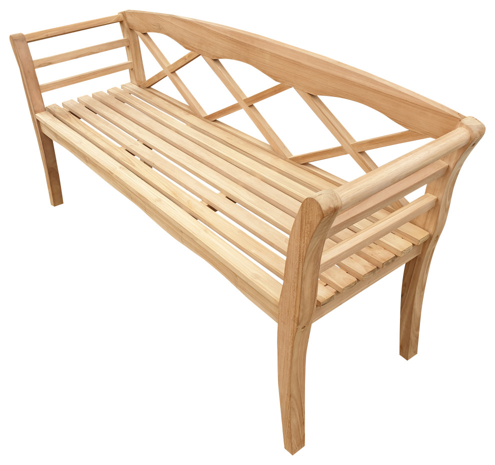 Seven Seas Teak Montana Outdoor Wood Patio Bench  5  x27  Transitional   Outdoor Benches   by Chic Teak  Houzz