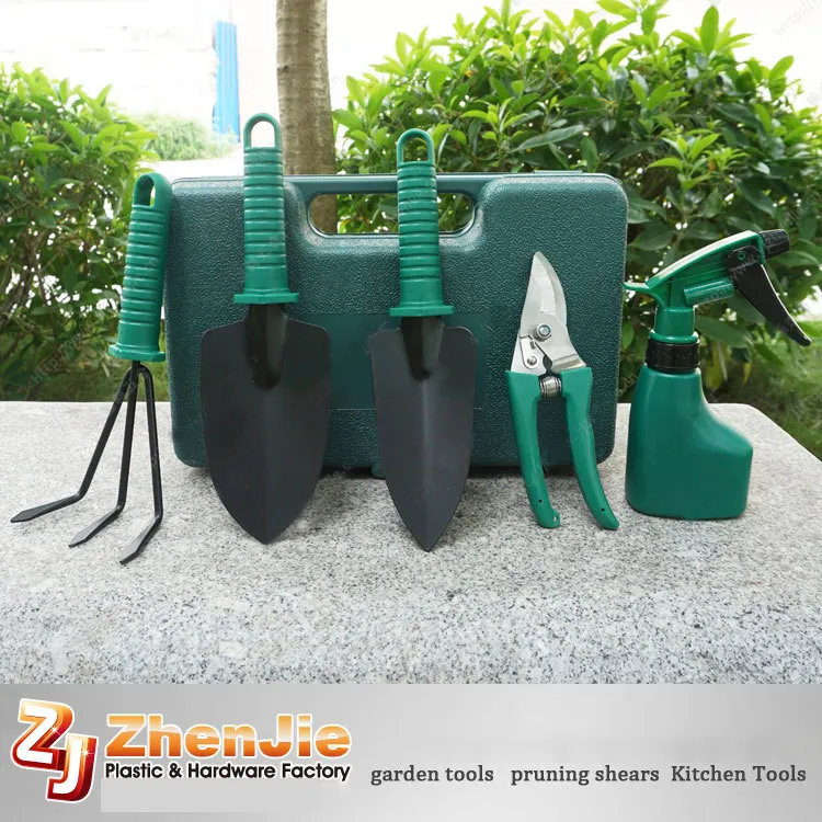 Hot Sale Garden Equipment 5 Pcs Hand Tools Set With Garden Shovel Scissor Watering Can Garden Hand Tools Box Set