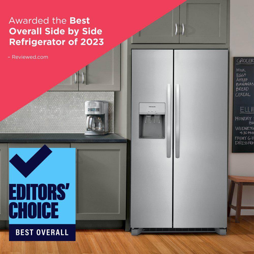 Frigidaire 36 in. 25.6 cu. ft. Side by Side Refrigerator in Stainless Steel Standard Depth FRSS2623AS