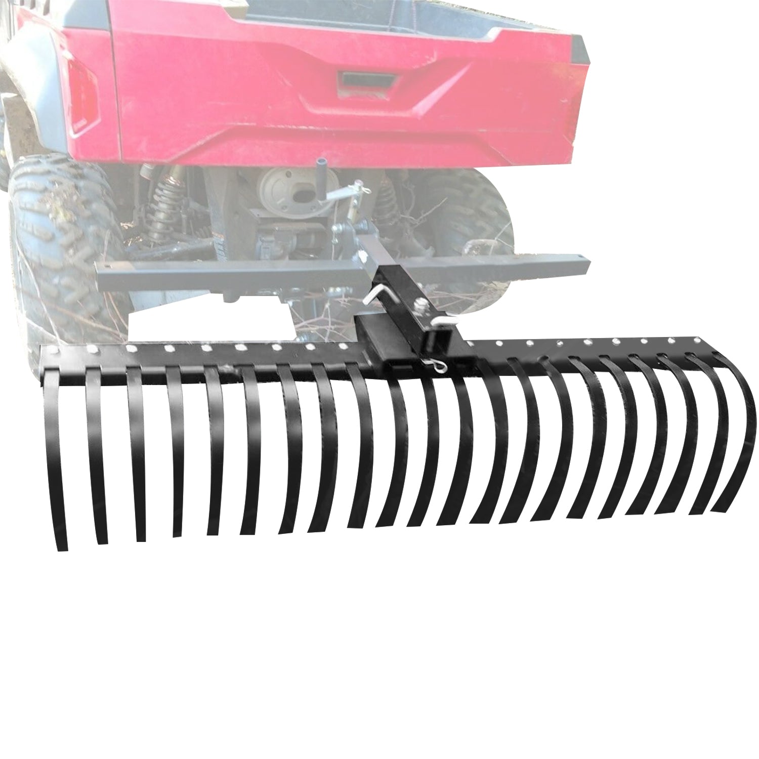 Kojem 60 inch Landscape Driveaway Pine Straw Rake Lawn Yard Beach Cleaning for ATV UTV SxS 48