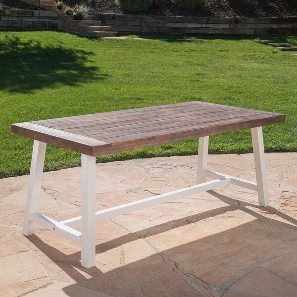 Outdoor Sandblast Finished Dining Table with Rustic Metal Finished Iron Legs