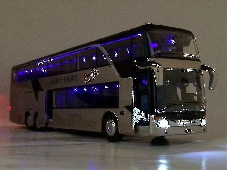 Bus Model 1:32 High Simulation Twin Sightseeing Flashing Toy Car