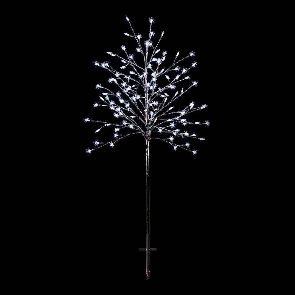 Alpine Corporation 58 in. Tall Frosty Christmas Snowflake Tree with Cool White LED Lights LAN252L