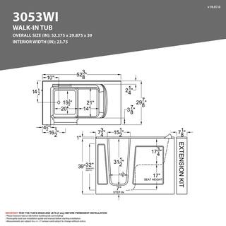 Universal Tubs Safe Premier 52.3 in. x 60 in. x 30 in. Left Drain Walk-in Air and Whirlpool Bathtub in White HD3053LWD-CP