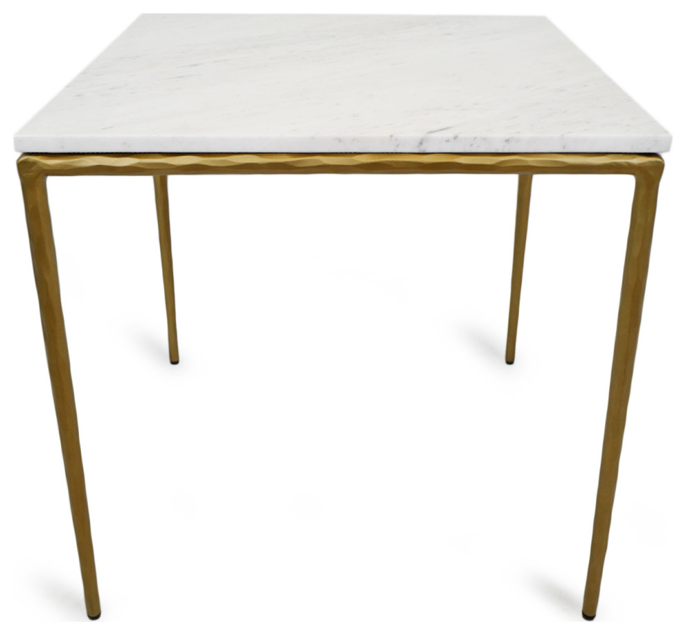 White Marble  ampBrass Finish Side Table   Transitional   Side Tables And End Tables   by Design Mix Furniture  Houzz