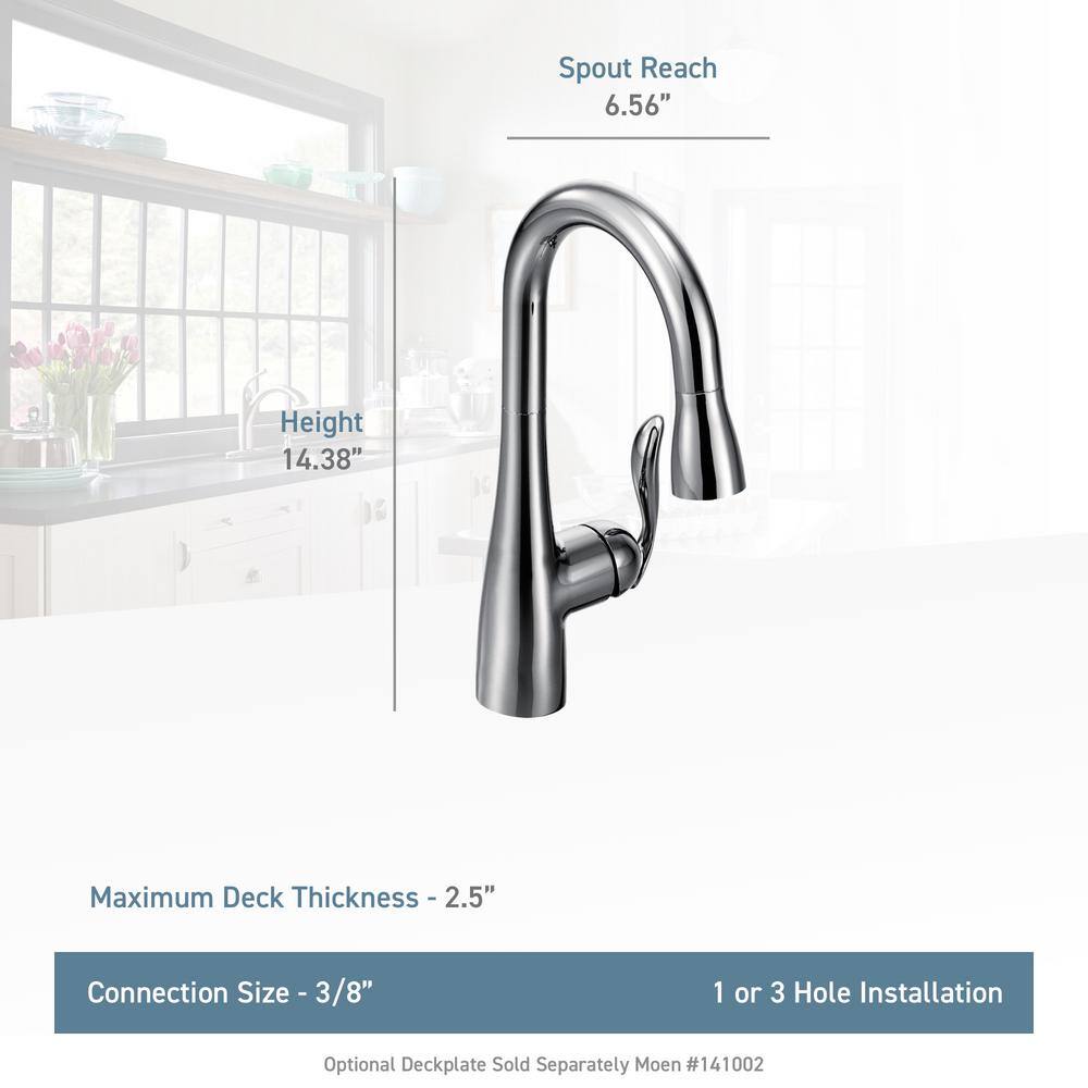 MOEN Arbor Single-Handle Pull-Down Sprayer Bar Faucet with Reflex and Power Clean in Matte Black 5995BL