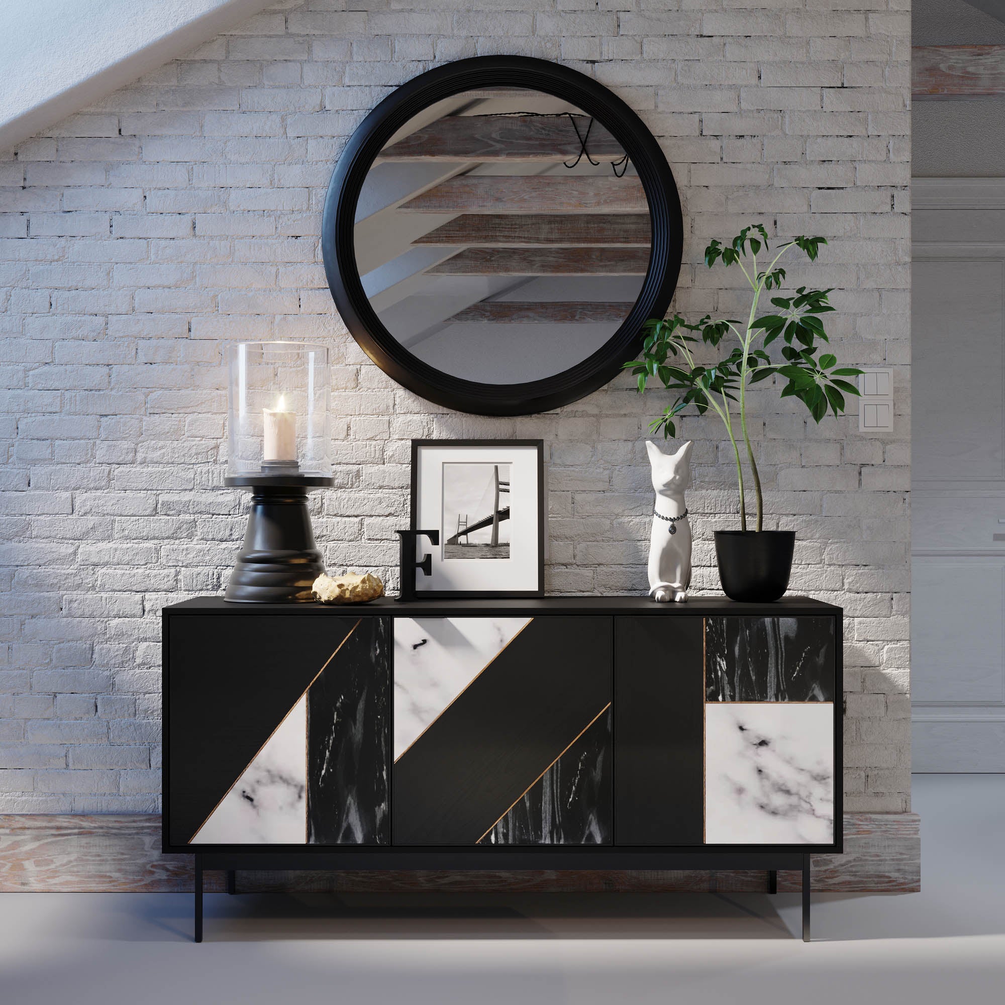 Hexa Sideboard - Black Fossil