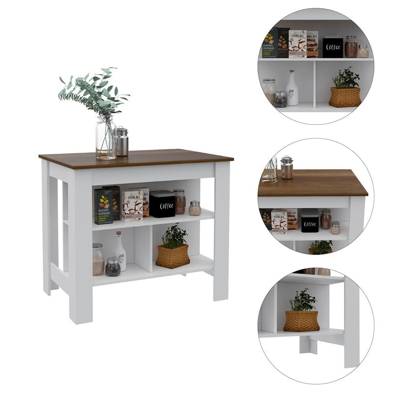 Home Square 2-Piece Set with Storage Pantry Cabinet and Cala Kitchen Island