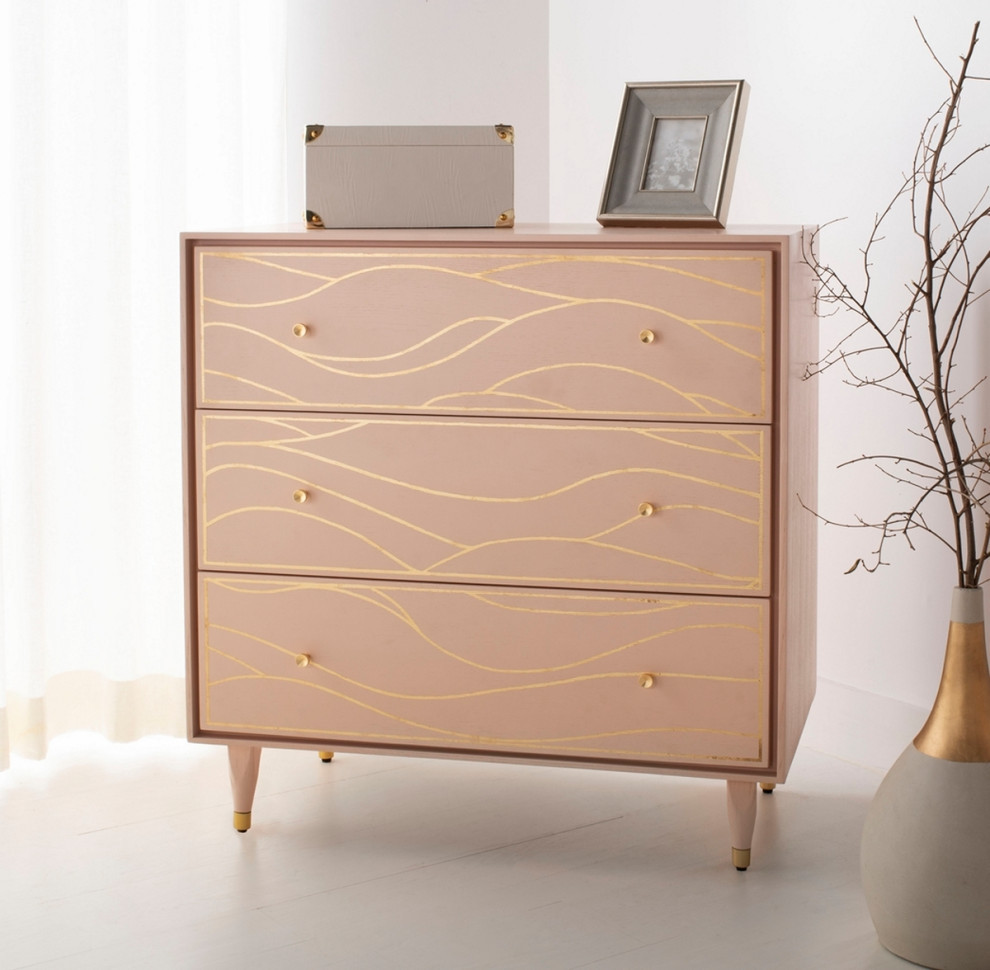 Cantili Antique Gold Wave Chest Pink   Midcentury   Accent Chests And Cabinets   by V.S.D Furniture  Houzz