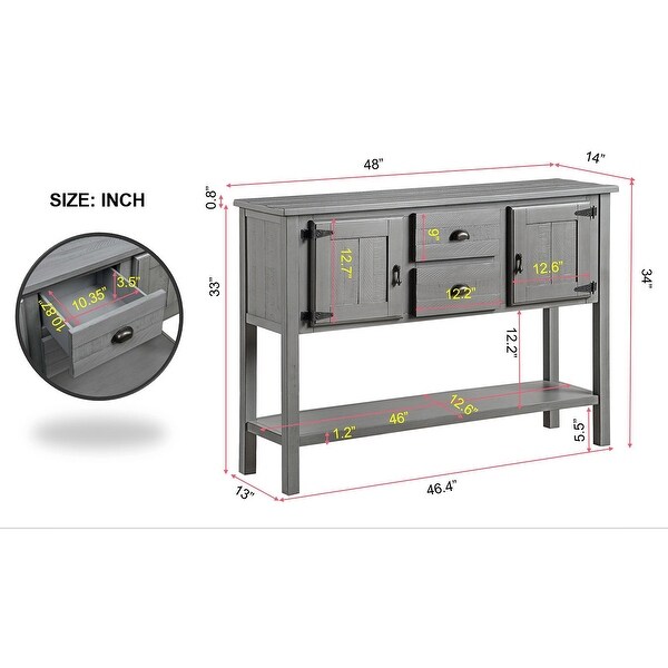 48'' Sideboard Console Table with 2 Drawers and Cabinets and Bottom Shelf