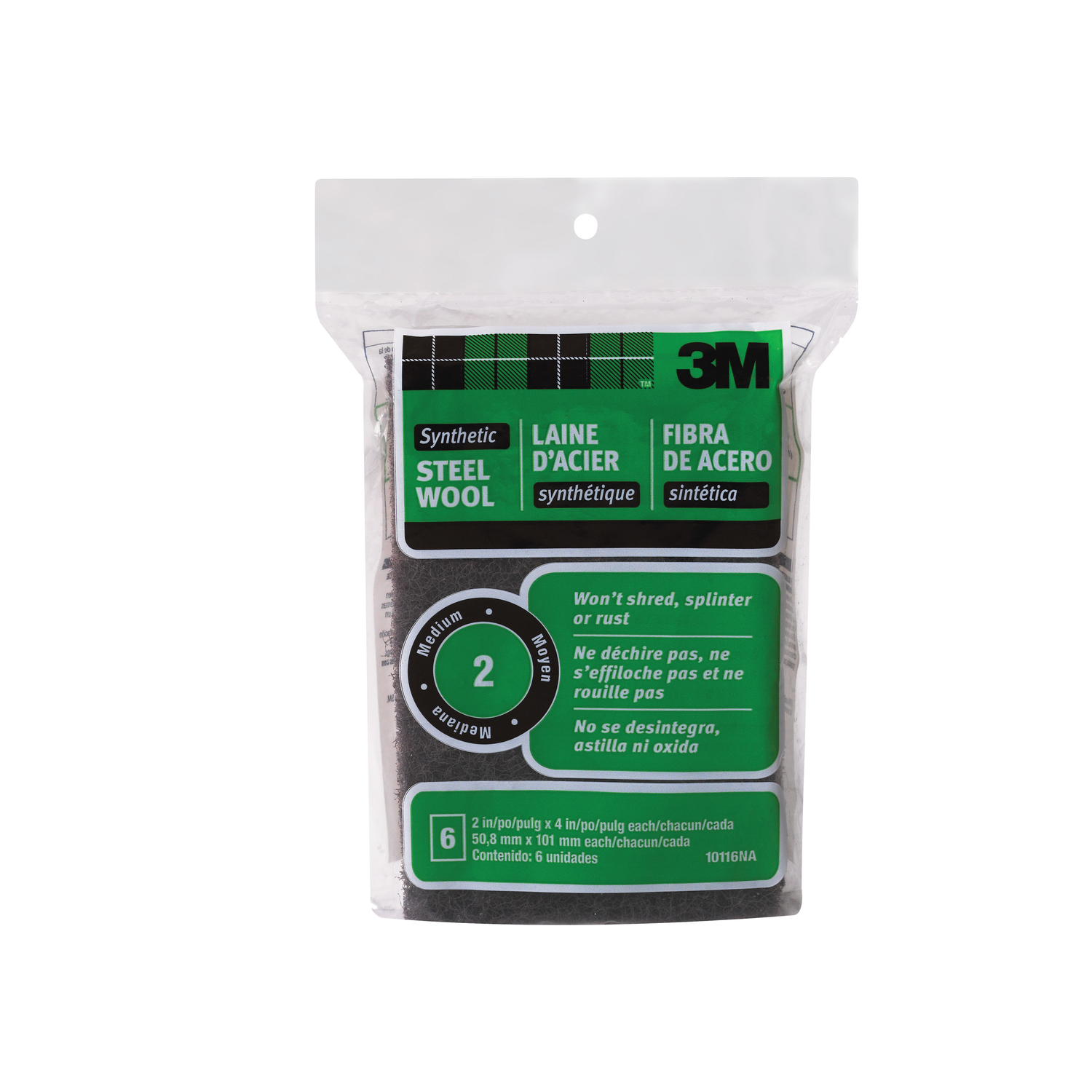 3M 2 Grade Medium Steel Wool Pad 6 pk