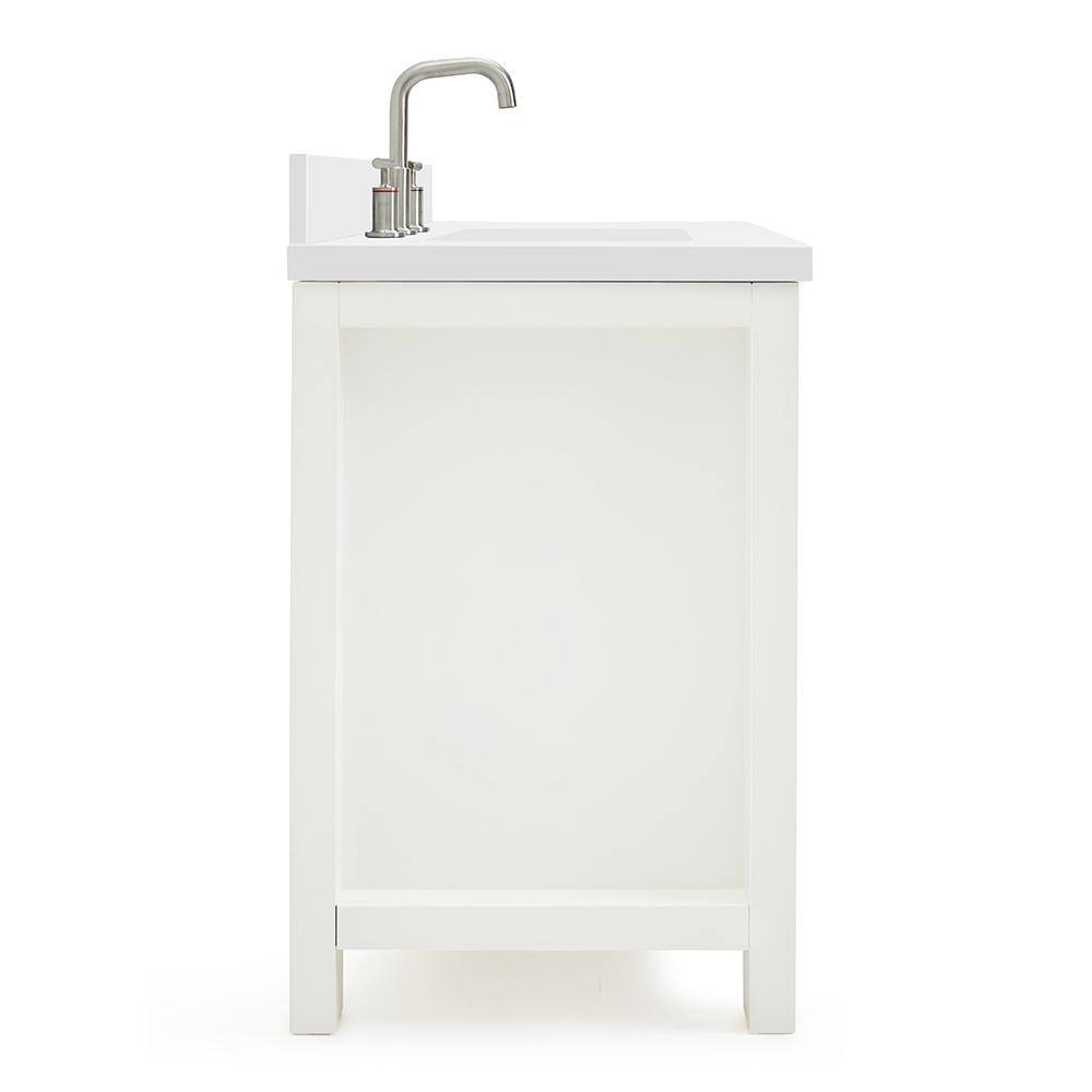 ARIEL Bristol 37 in. W x 22 in. D x 36 in. H Freestanding Bath Vanity in White with White Quartz Top H037SLWQRVOWHT