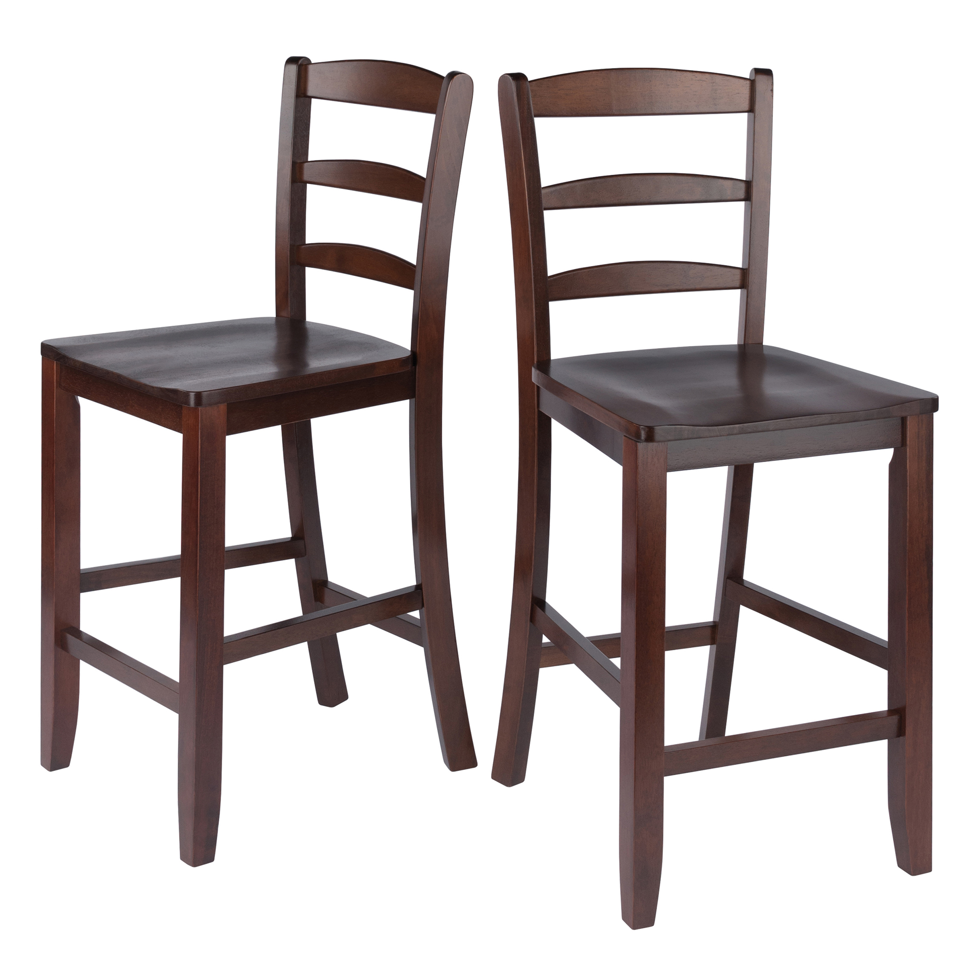 Winsome Wood Lynnwood 3-Pc Set， Drop Leaf Table and 2 Ladder Back Counter Stools， Walnut Finish