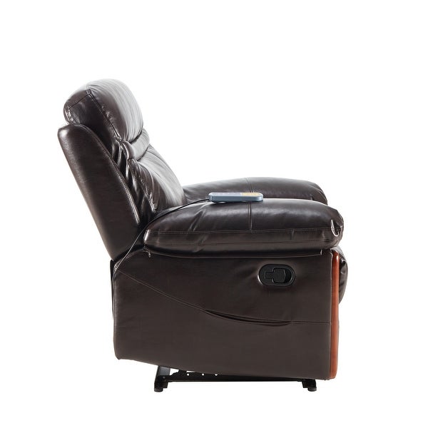 150-Degree Massage Recliner Extending Footrest PU Leather Sofa Chair with Remote Controller Heating and Massage Vibrating