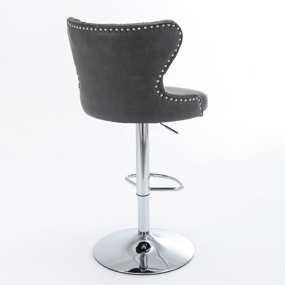 Modern Upholstered Chrome base Bar Stools Swivel Barstools Adjusatble Seat Height